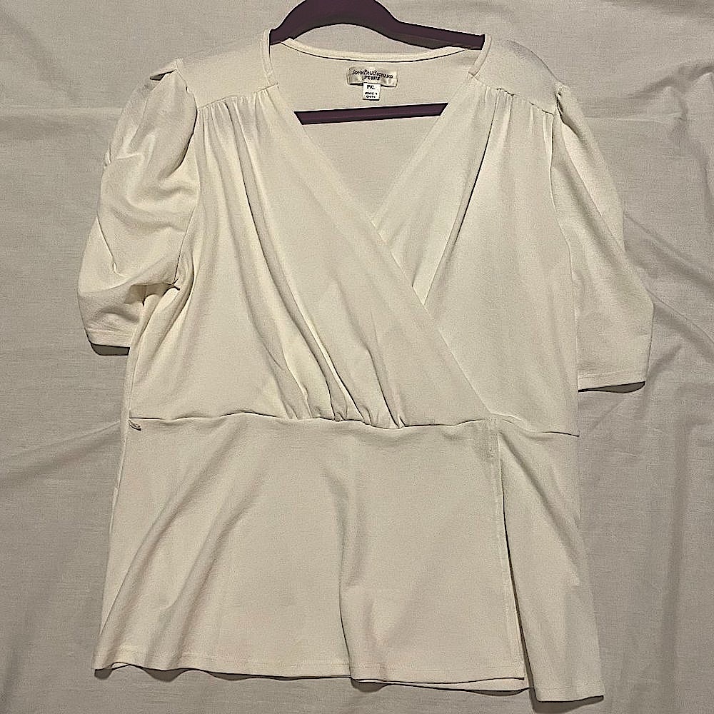 John Paul Richard Blouse Womens Petite XL White